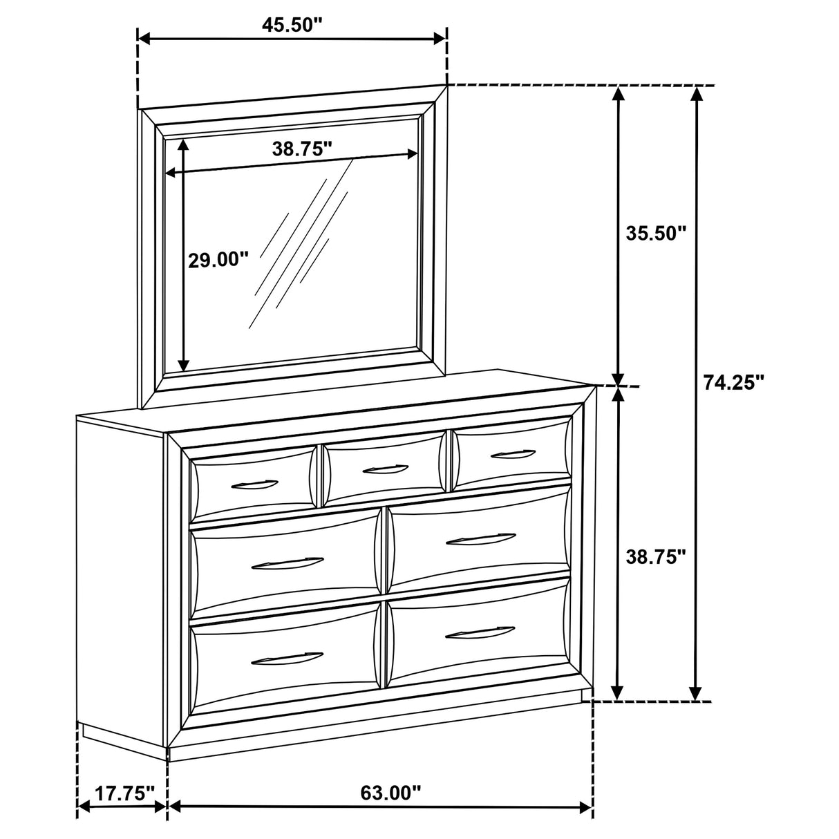 Atlas Dark Oak 7-drawer Bedroom Dresser and Mirror Set by Coaster at Eve Furniture