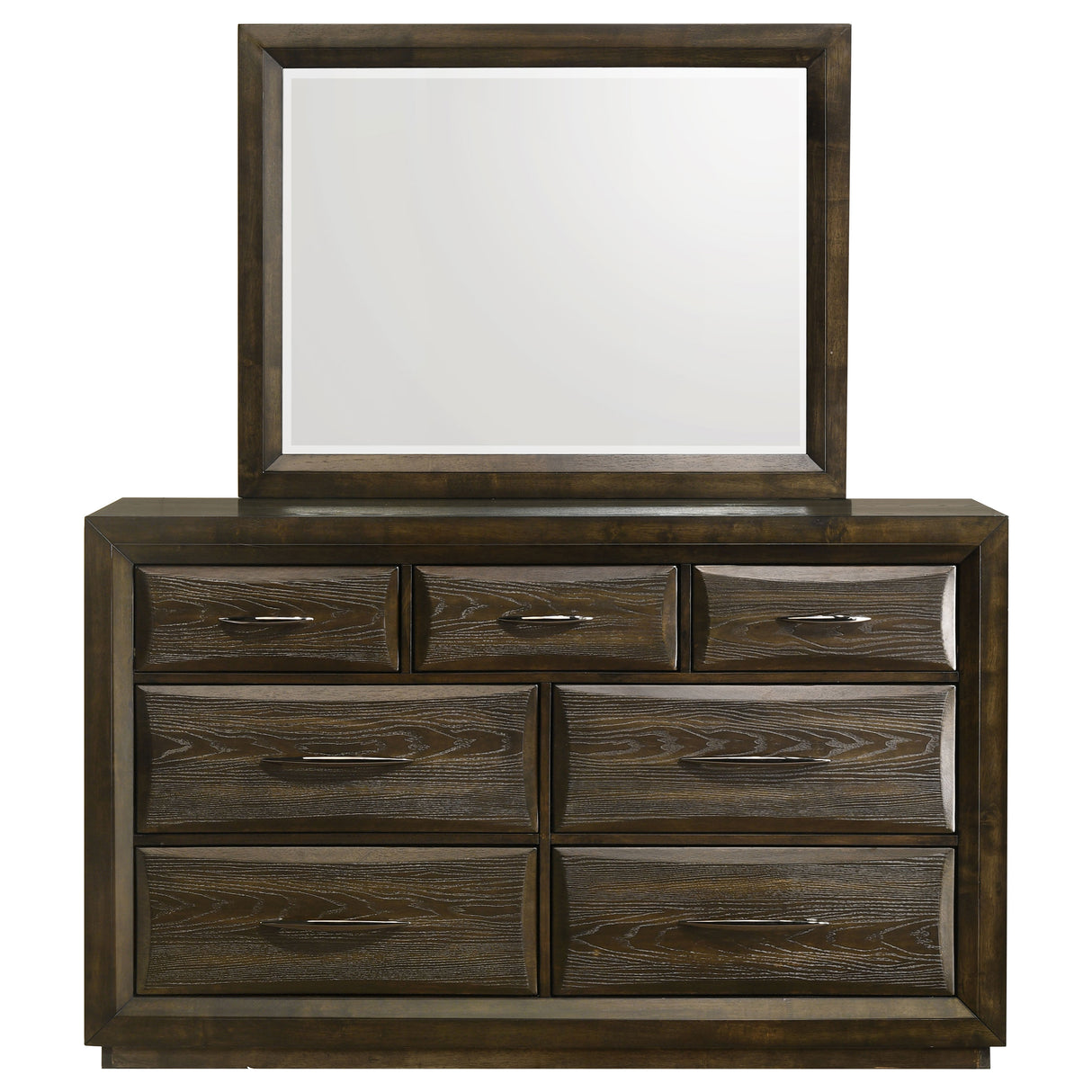 Atlas Dark Oak 7-drawer Bedroom Dresser and Mirror Set by Coaster at Eve Furniture
