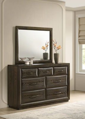 Atlas Dark Oak 7-drawer Bedroom Dresser and Mirror Set by Coaster at Eve Furniture