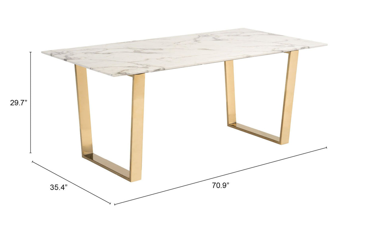 Atlas Dining Table White & Gold by Zuomod at Eve Furniture