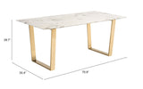 Atlas Dining Table White & Gold by Zuomod at Eve Furniture