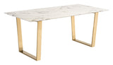 Atlas Dining Table White & Gold by Zuomod at Eve Furniture