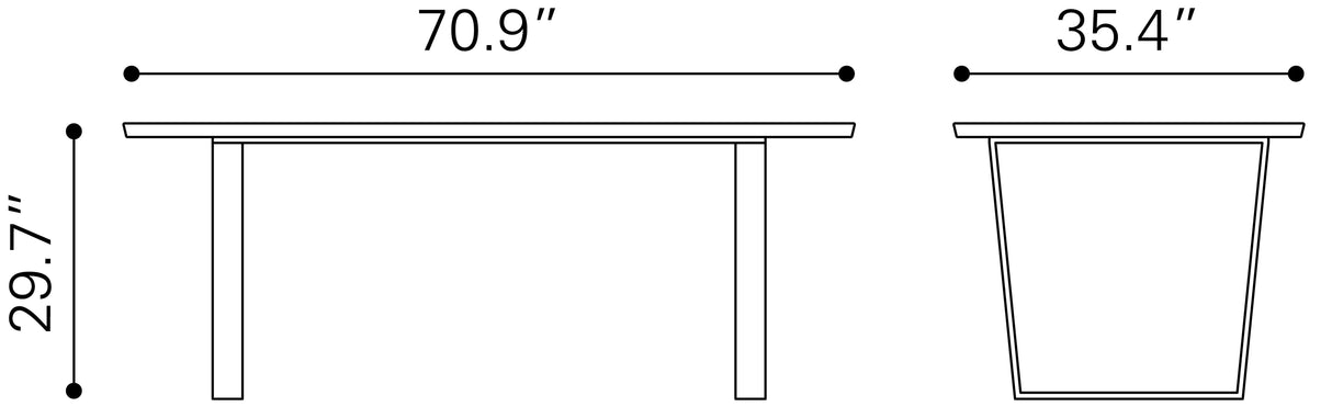 Atlas Dining Table White & Gold by Zuomod at Eve Furniture