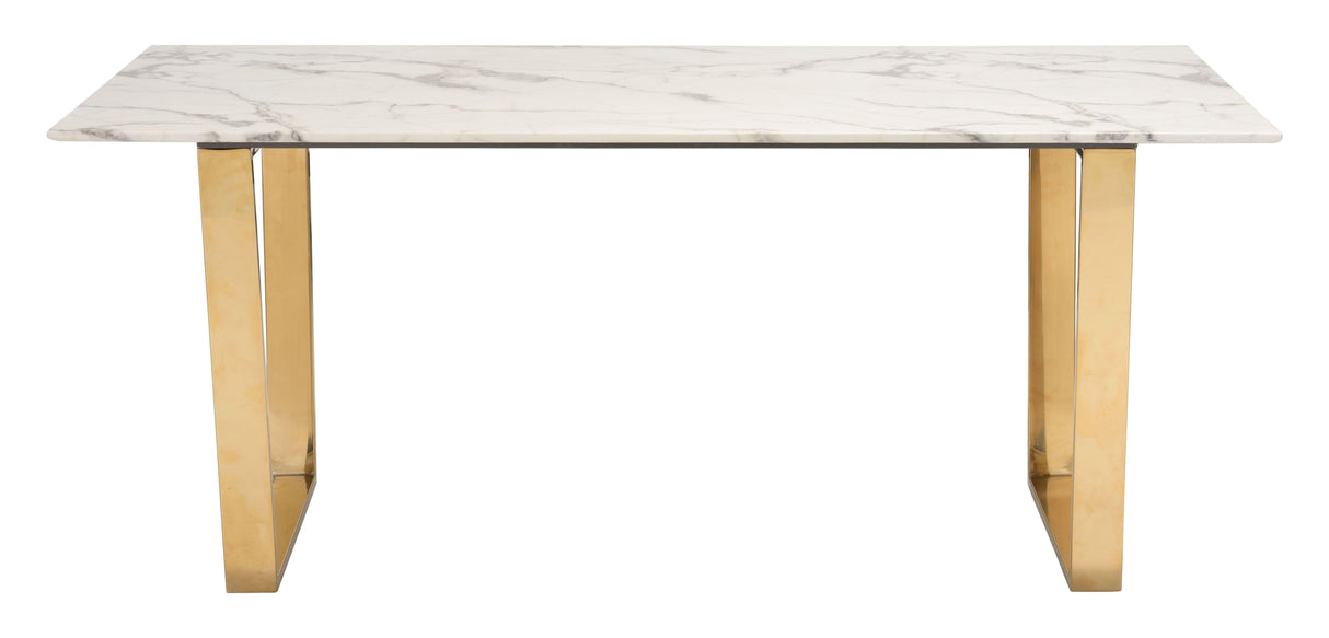 Atlas Dining Table White & Gold by Zuomod at Eve Furniture