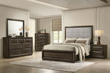Atlas Grey/Dark Oak 63-inch Eastern King Upholstered Panel Bed by Coaster at Eve Furniture
