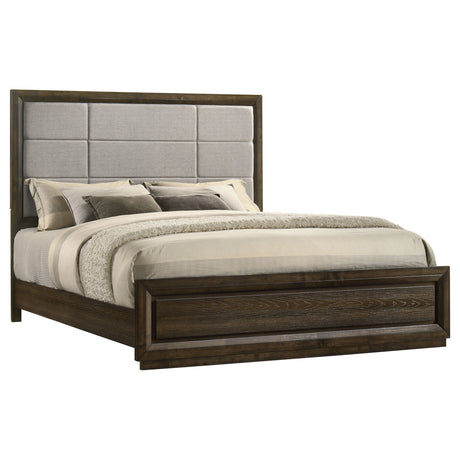 Atlas Grey/Dark Oak 63-inch Eastern King Upholstered Panel Bed by Coaster at Eve Furniture