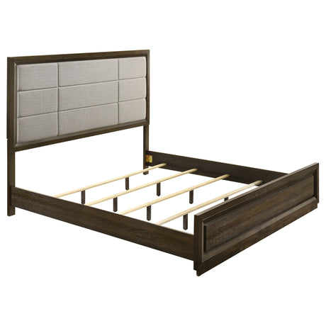 Atlas Grey/Dark Oak 63-inch Eastern King Upholstered Panel Bed by Coaster at Eve Furniture