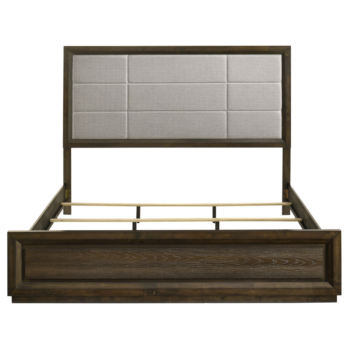 Atlas Grey/Dark Oak 63-inch Eastern King Upholstered Panel Bed by Coaster at Eve Furniture