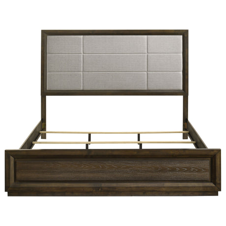 Atlas Grey/Dark Oak 63-inch Eastern King Upholstered Panel Bed by Coaster at Eve Furniture
