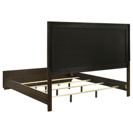 Atlas Grey/Dark Oak 63-inch Eastern King Upholstered Panel Bed by Coaster at Eve Furniture