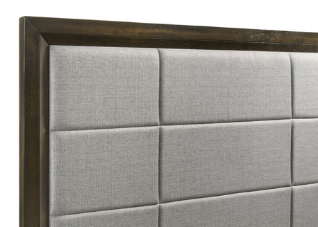 Atlas Grey/Dark Oak 63-inch Eastern King Upholstered Panel Bed by Coaster at Eve Furniture