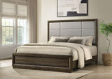 Atlas Grey/Dark Oak 63-inch Queen Upholstered Panel Bed by Coaster at Eve Furniture