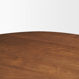 Atlas Warm Mid-Brown Wood Stacked Pedestal Base Round Dining Table by Mercana at Eve Furniture