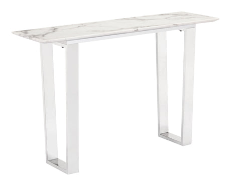 Atlas White & Silver Console Table by Zuomod at Eve Furniture