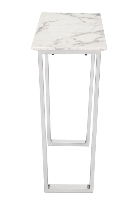 Atlas White & Silver Console Table by Zuomod at Eve Furniture