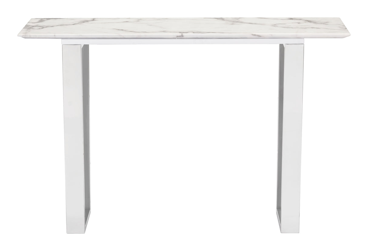 Atlas White & Silver Console Table by Zuomod at Eve Furniture