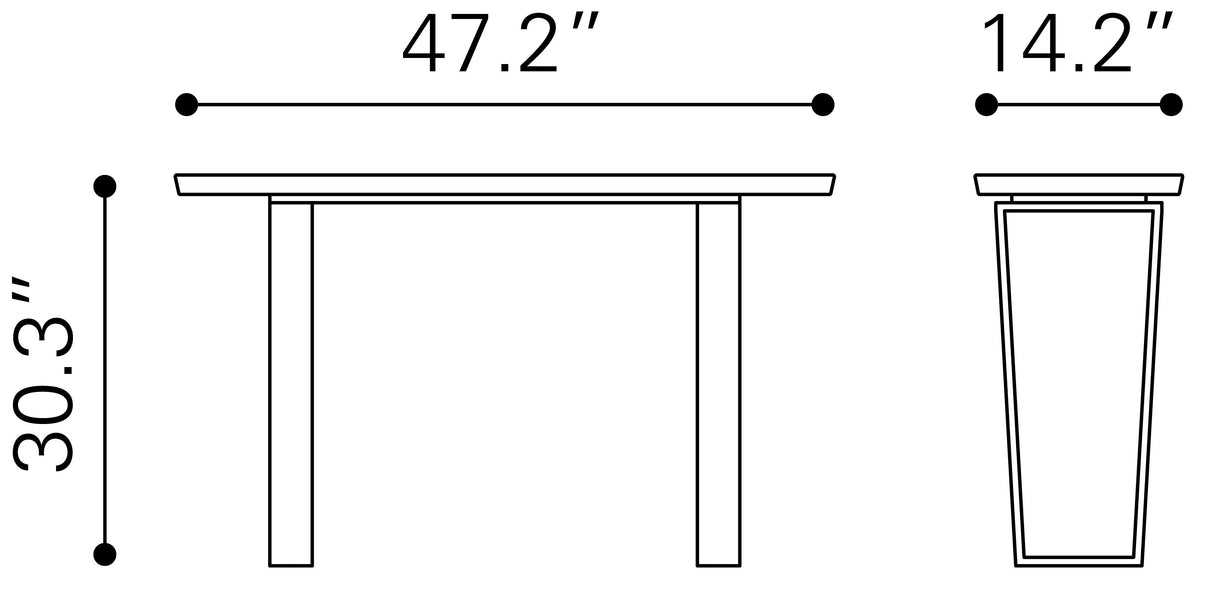 Atlas White & Silver Console Table by Zuomod at Eve Furniture