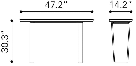 Atlas White & Silver Console Table by Zuomod at Eve Furniture