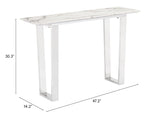 Atlas White & Silver Console Table by Zuomod at Eve Furniture
