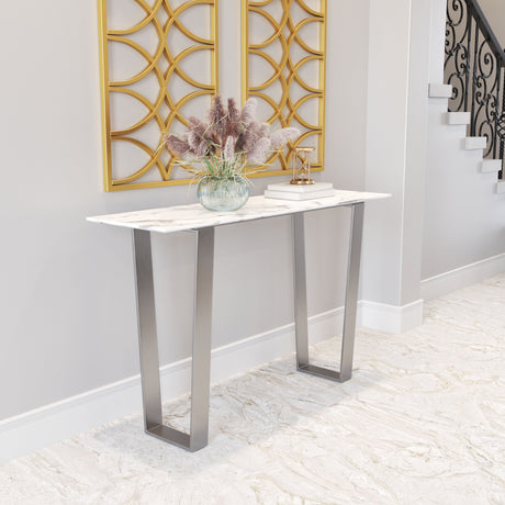 Atlas White & Silver Console Table by Zuomod at Eve Furniture