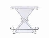 Atoka Glossy White X-Shaped Bar Unit with Wine Bottle Storage