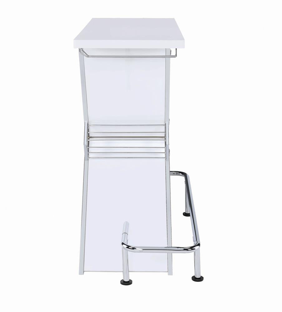 Atoka Glossy White X-Shaped Bar Unit with Wine Bottle Storage