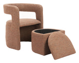 Atria Tawny Brown Accent Chair & Ottoman by Zuomod at Eve Furniture