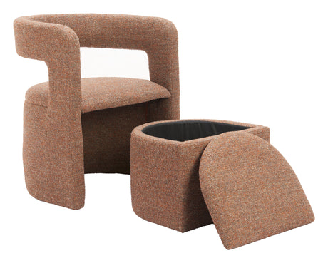 Atria Tawny Brown Accent Chair & Ottoman by Zuomod at Eve Furniture