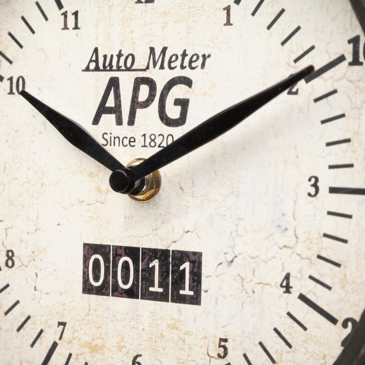 Attalack II Black Metal Round Face Table Clock by Mercana at Eve Furniture