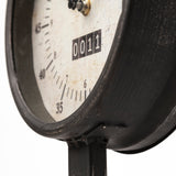 Attalack II Black Metal Round Face Table Clock by Mercana at Eve Furniture