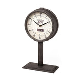 Attalack II Black Metal Round Face Table Clock by Mercana at Eve Furniture