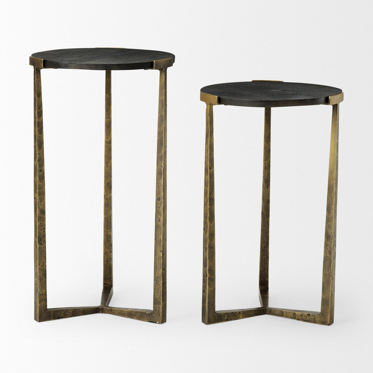 Atticus Black Wood and Antiqued Gold Metal Nesting Accent Tables (Set of 2) by Mercana at Eve Furniture