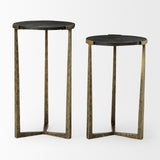 Atticus Black Wood and Antiqued Gold Metal Nesting Accent Tables (Set of 2) by Mercana at Eve Furniture