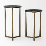 Atticus Black Wood and Antiqued Gold Metal Nesting Accent Tables (Set of 2) by Mercana at Eve Furniture