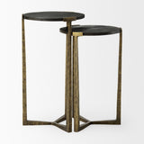 Atticus Black Wood and Antiqued Gold Metal Nesting Accent Tables (Set of 2) by Mercana at Eve Furniture
