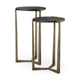 Atticus Black Wood and Antiqued Gold Metal Nesting Accent Tables (Set of 2) by Mercana at Eve Furniture