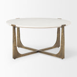 Atticus Marble and Antiqued Gold Metal Coffee Table by Mercana at Eve Furniture