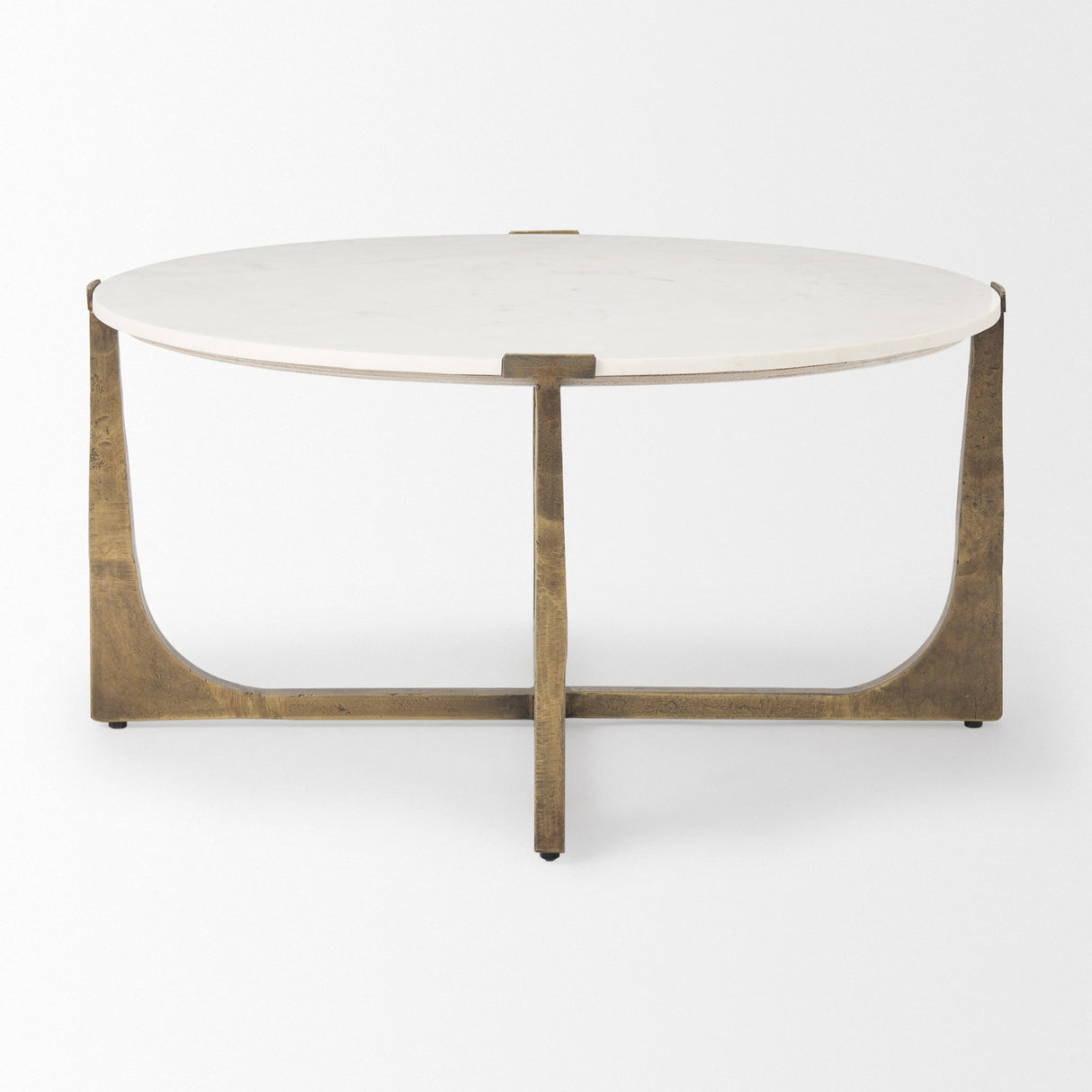 Atticus Marble and Antiqued Gold Metal Coffee Table by Mercana at Eve Furniture