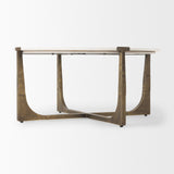 Atticus Marble and Antiqued Gold Metal Coffee Table by Mercana at Eve Furniture