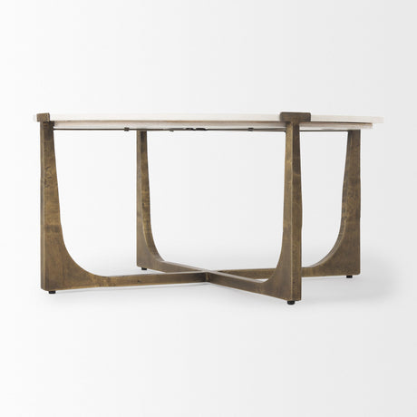 Atticus Marble and Antiqued Gold Metal Coffee Table by Mercana at Eve Furniture
