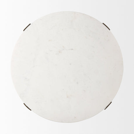 Atticus Marble and Antiqued Gold Metal Coffee Table by Mercana at Eve Furniture