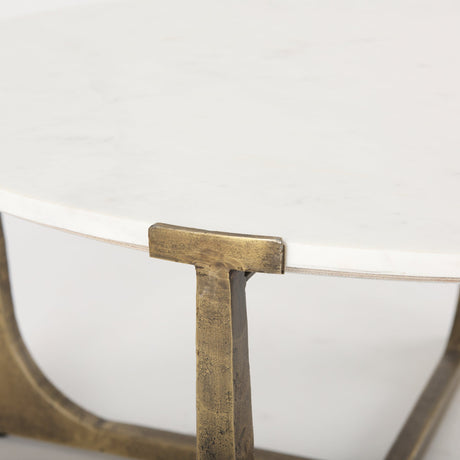 Atticus Marble and Antiqued Gold Metal Coffee Table by Mercana at Eve Furniture
