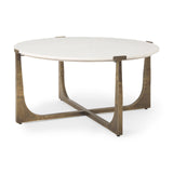 Atticus Marble and Antiqued Gold Metal Coffee Table by Mercana at Eve Furniture