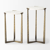 Atticus Marble and Antiqued Gold Metal Nesting Accent Tables (Set of 2) by Mercana at Eve Furniture