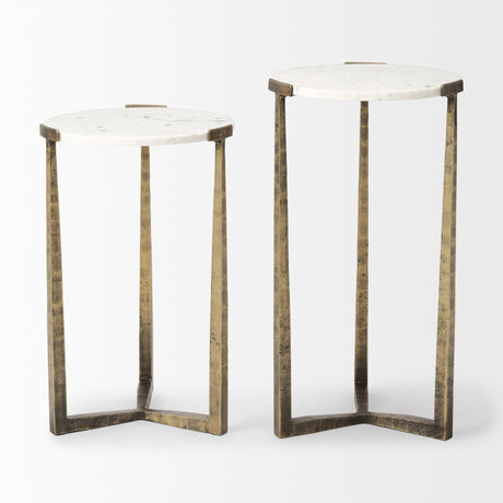 Atticus Marble and Antiqued Gold Metal Nesting Accent Tables (Set of 2) by Mercana at Eve Furniture