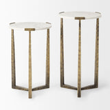 Atticus Marble and Antiqued Gold Metal Nesting Accent Tables (Set of 2) by Mercana at Eve Furniture