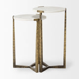Atticus Marble and Antiqued Gold Metal Nesting Accent Tables (Set of 2) by Mercana at Eve Furniture