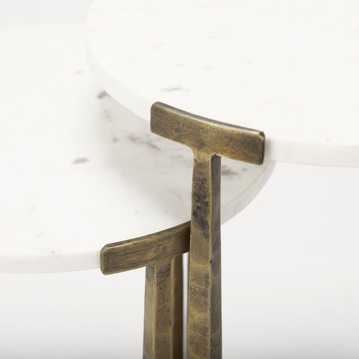 Atticus Marble and Antiqued Gold Metal Nesting Accent Tables (Set of 2) by Mercana at Eve Furniture