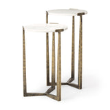 Atticus Marble and Antiqued Gold Metal Nesting Accent Tables (Set of 2) by Mercana at Eve Furniture