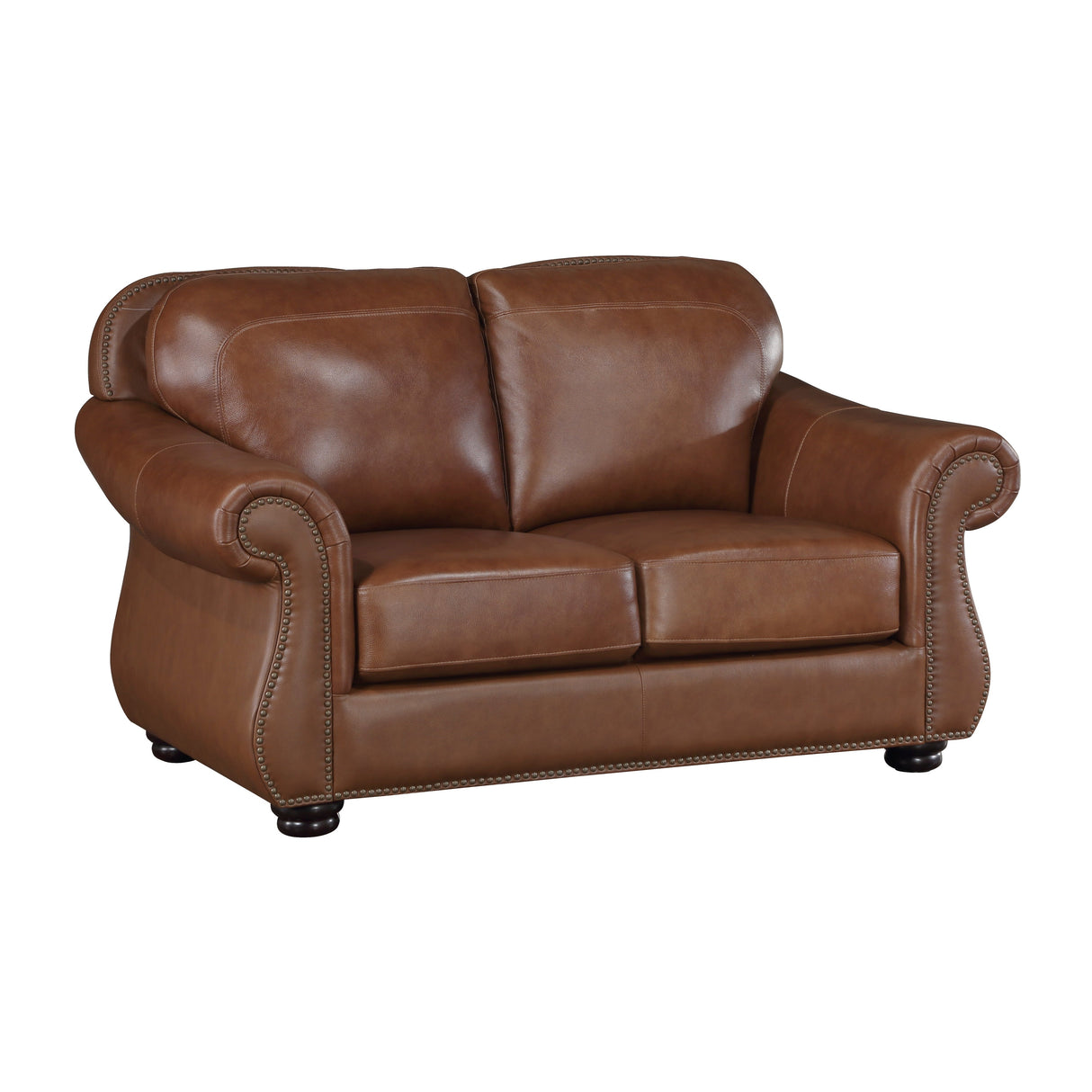 Attleboro Brown Leather Loveseat by Homelegance at Eve Furniture